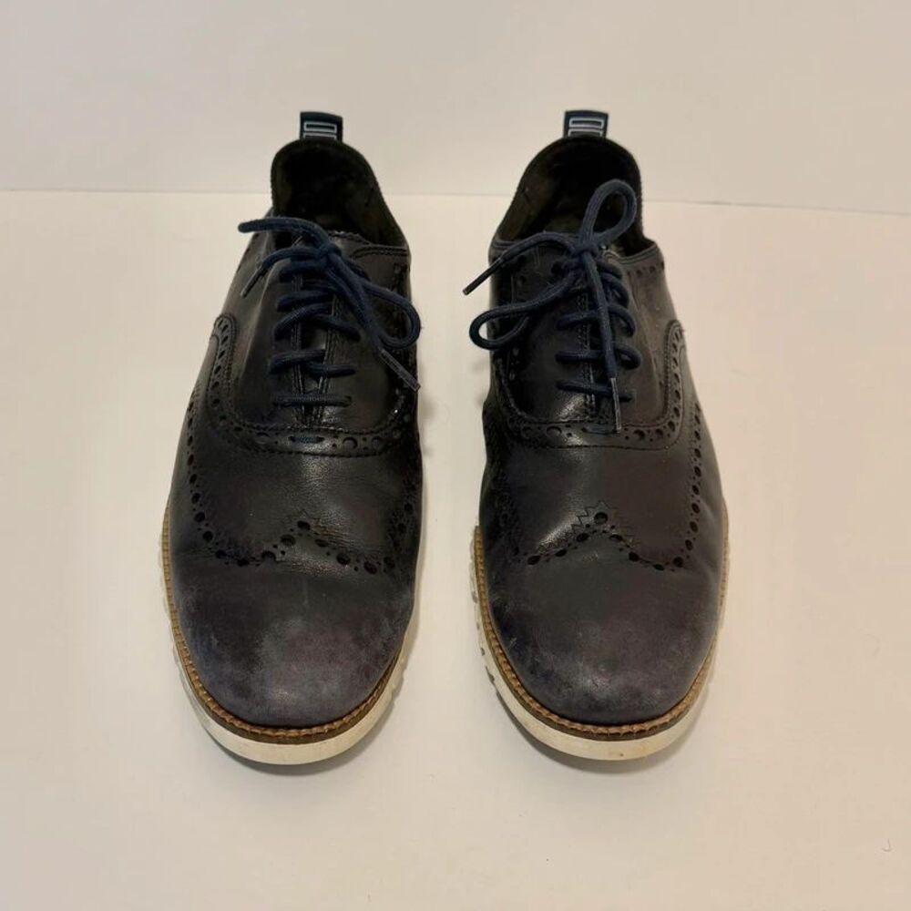 Cole Haan Grand.OS Navy Leather Wingtip Oxford Shoes - Men’s Size 9